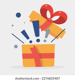 Opened gift box,  special surprise concept.birthday gift celebration vector illustration