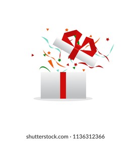 Opened gift box, surprise, birthday, holiday concept. Vector