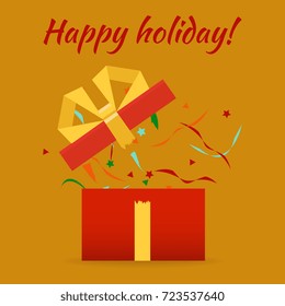 Opened gift box, surprise, birthday, holiday concept. Vector