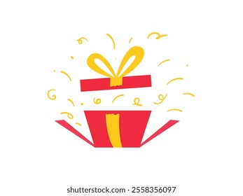 Opened gift box, surprise red gift box