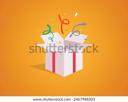 Opened gift box, surprise box vector illustration