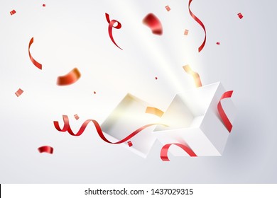 Opened gift box, Valentine's day and happy new year celebrate, vector art and illustration