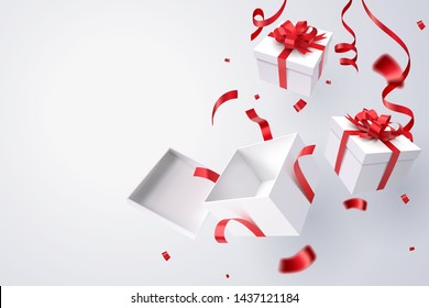 Opened gift box, Valentine's day and happy new year celebrate, vector art and illustration