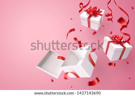 Opened gift box, Valentine's day and happy new year celebrate, vector art and illustration