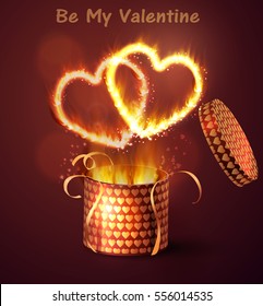 Opened gift-box with hearts.
