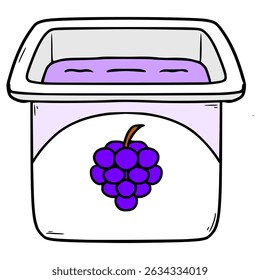 iogurte de uva aberto ilustração mão desenhado vetor isolado