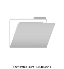 Opened gray tabbed file folder with document inside, vector template.