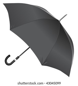 opened gray umbrella on white background