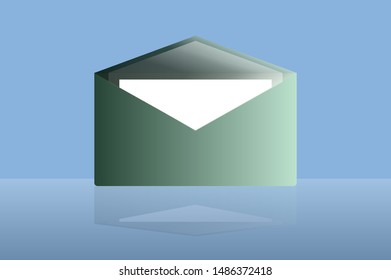 Opened green envelope with a letter, postcard, etc. Vector.