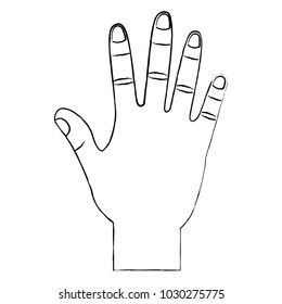 opened hand palm counting fingers number five