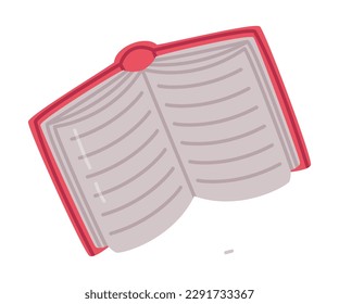 Opened hardback book. School education, bookstore, library cartoon vector illustration