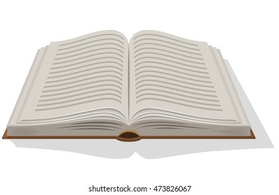 Geöffnetes Hardcover-Buch einzeln auf weißem Hintergrund, Vektorgrafik. Bild des Bildungskonzepts.