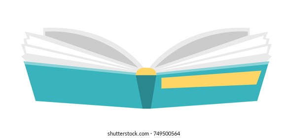 Opened hardcover book vector cartoon illustration isolated on white background.