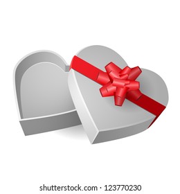  Opened Heart Gift Boxes with ribbon and bow. Love, Valentine's Day, a box of chocolates