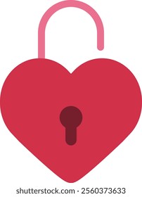 Opened heart shaped lock flat vector.
Heart shape safety lock element.
valentine's day icon.
Transparent background.