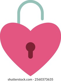 Opened heart shaped lock flat vector.
Heart shape safety lock element.
valentine's day icon.
Transparent background.