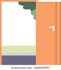 Opened home door vector illustration