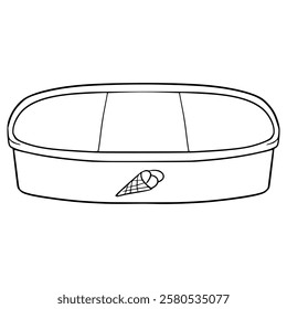 opened ice cream 3 in 1 flavour illustration hand drawn outline vector