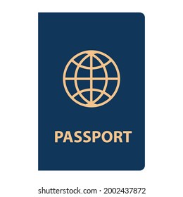  Opened international passport template with blue cover, personal data page with man photo, official document, vector illustration