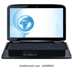 Opened laptop. All elements and textures are individual objects. Vector illustration scale to any size.
