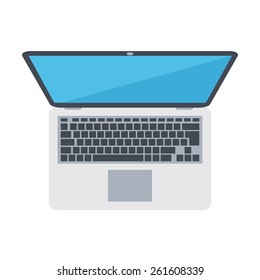 Opened laptop device. Isolated icon pictogram. Eps 10 vector illustration.