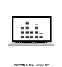 opened laptop. on the timetable screen development. vector illustration of cartoon
