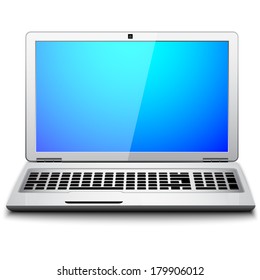 Opened laptop on white isolated background. 3d 