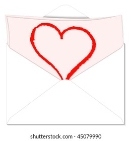 Opened letter with heart - vector illustration