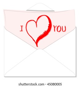 Opened letter with heart - vector illustration