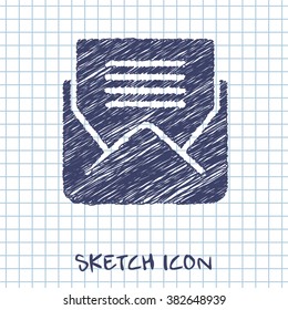 opened letter vector doodle icon. Sketch illustration 