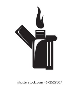 opened lighter icon with a flame isolated on white background 