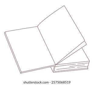 Opened line art book. Reading and literature. Vector illustration.