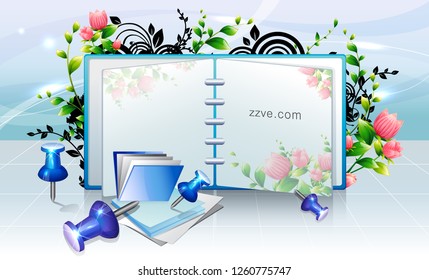 Opened lined diary and note