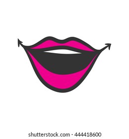Opened lips smiling happy laugh vector illustration