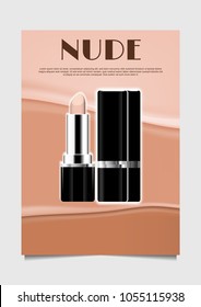 Opened lipstick on nude background