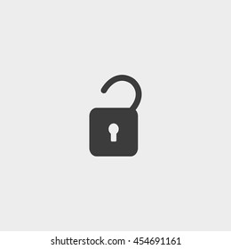 Opened lock icon in a flat design in black color. Vector illustration eps10