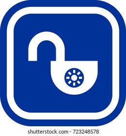 Opened lock icon , sign Square with rounded corners