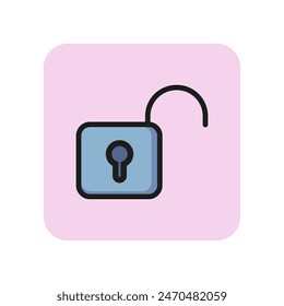 Opened lock line icon. Padlock, solution, password. Security concept. Vector illustration can be used for topics like private information, protection, storage