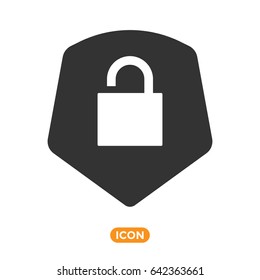 Opened Lock on Shield Vector Icon