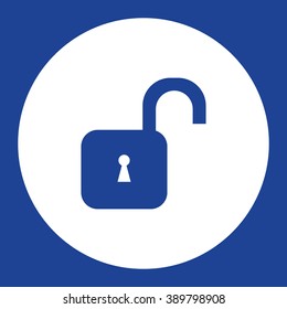 Opened lock. Vector icon blue and white
