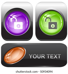 Opened lock. Vector internet buttons.