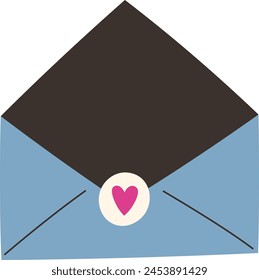 Ilustración vectorial de sobre de amor abierto