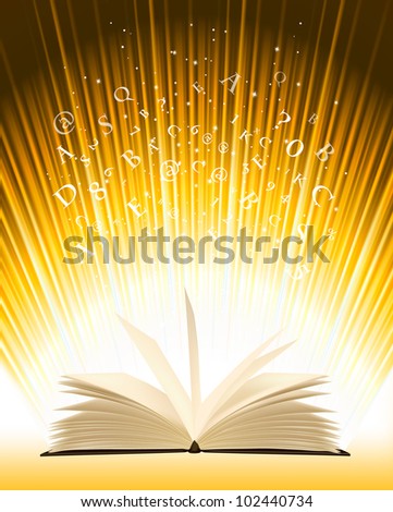 Opened Magic Book Magic Light Vector Stock Vector (Royalty Free ...