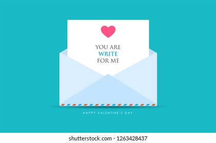 an opened mail with a text. Valentine's pun illustration
