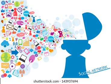 cabeza masculina abierta generar ideas Antecedentes en redes sociales