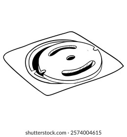 opened manhole cover illustration hand drawn outline vector