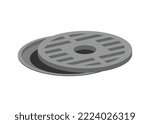 Opened manhole cover. Simple flat illustration.
