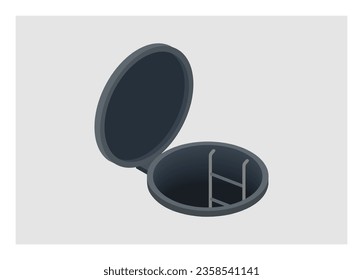 Opened manhole. Simple flat illustration.