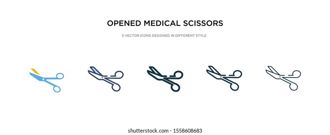 opened medical scissors icon in different style vector illustration. two colored and black opened medical scissors vector icons designed in filled, outline, line and stroke style can be used for
