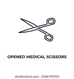 opened medical scissors outline icon. Linear vector from medical concept. Thin line opened medical scissors icon isolated on white background